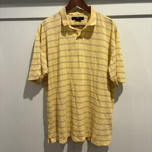Tiger Woods Shirt Mens XXL Yellow Striped Golf‎ Nike Embroidered Polo Top
